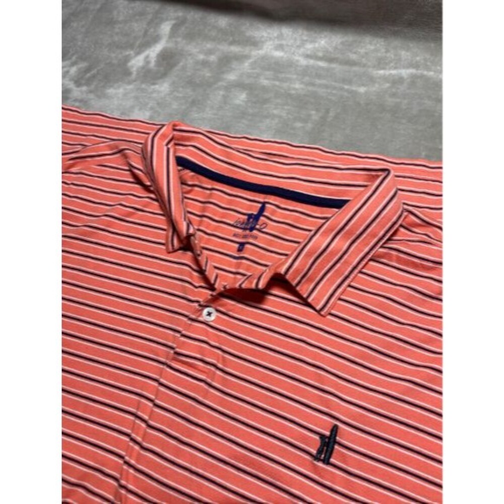 Johnnie-O Polo Shirt Men's XL Striped Orange Peach Short Sleeve West Coast Prep